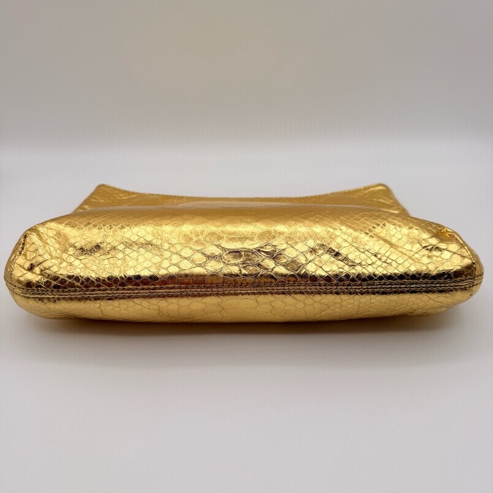 Michael Kors Metallic Gold Python Embossed Clutch… - image 5